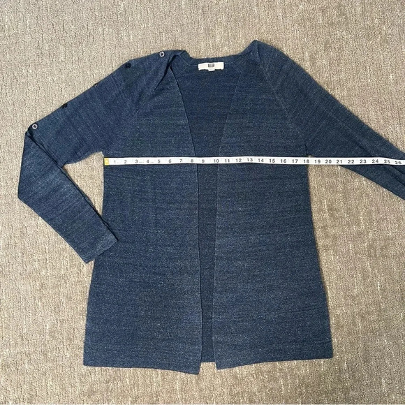 E3 by Etcetera Women Blue Linen Cardigan Button Cold Sleeve Medium - Picture 9 of 9